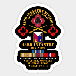 43rd Infantry Division - New Guinea, Northern Solomons, Luzon  WWII  w PAC SVC Sticker